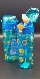 Cute Owl Themed Travel Water Bottle BPA Free Plastic Sipper For Pre School Boys and Girls